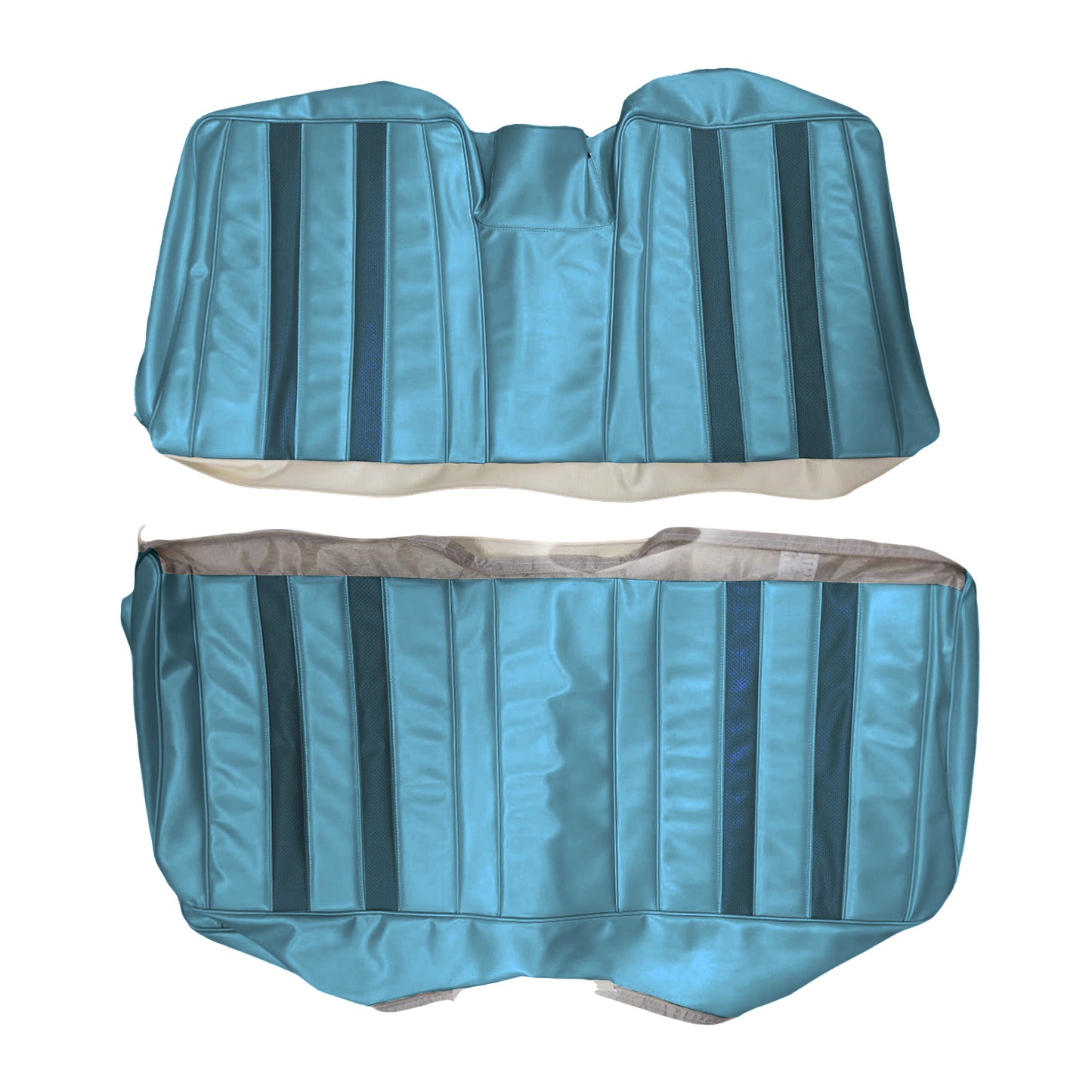68 SPORT FURY CONVERTIBLE REAR UPHOLSTERY - LIGHT BLUE W/ DARK BLUE ACCENT