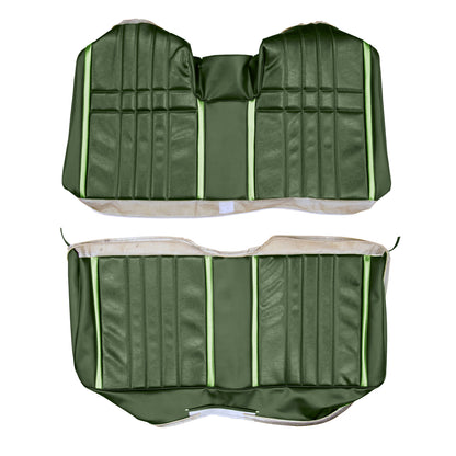 68 FURY III HARDTOP/FAST-TOP REAR UPHOLSTERY - SRM ANTIQUE GREEN/DARK GREEN W/ LIGHT GREEN ACCENT
