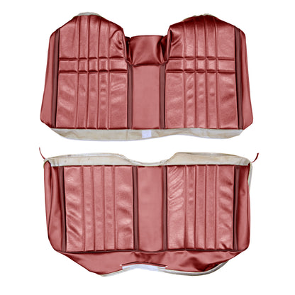 68 FURY III CONVERTIBLE REAR UPHOLSTERY - RED W/ MAROON ACCENT