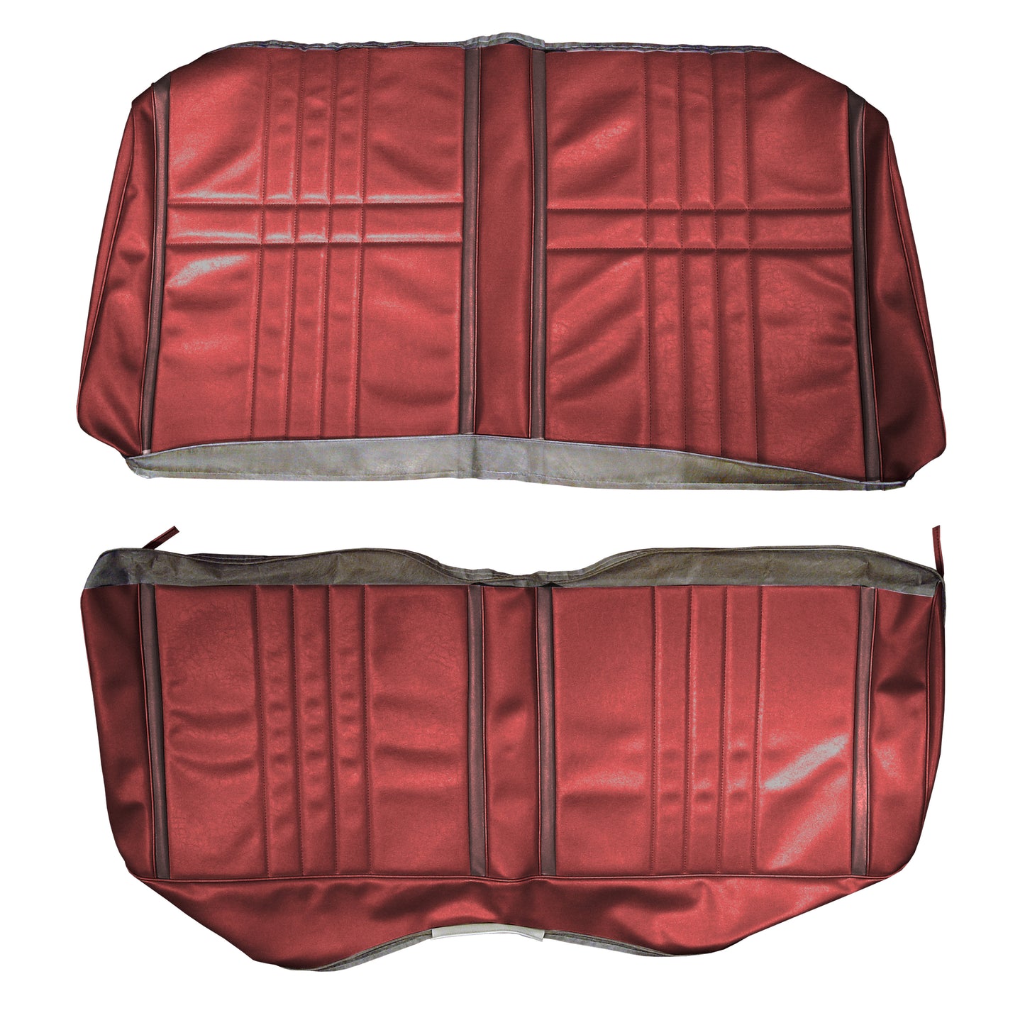 68 FURY III HARDTOP/FAST-TOP REAR UPHOLSTERY - RED W/ MAROON ACCENT