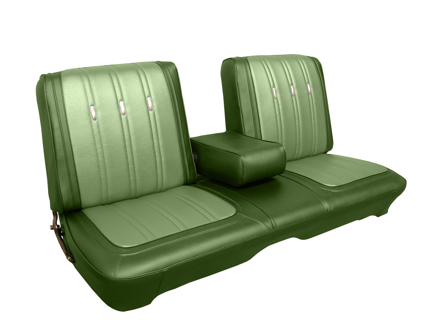 69 FURY III 2-DR/4-DR/WAGON SPLIT BENCH W/ C.A.R. UPHOLSTERY - LIGHT GREEN/DARK GREEN