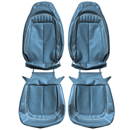 70 SPORT SATELLITE/ROADRUNNER/GTX BUCKET SEAT UPHOLSTERY - BRIGHT BLUE W/ WHITE WELT