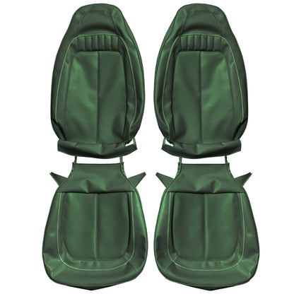 70 SPORT SATELLITE/ROADRUNNER/GTX BUCKET SEAT UPHOLSTERY - DARK GREEN W/ LIGHT GREEN WELT