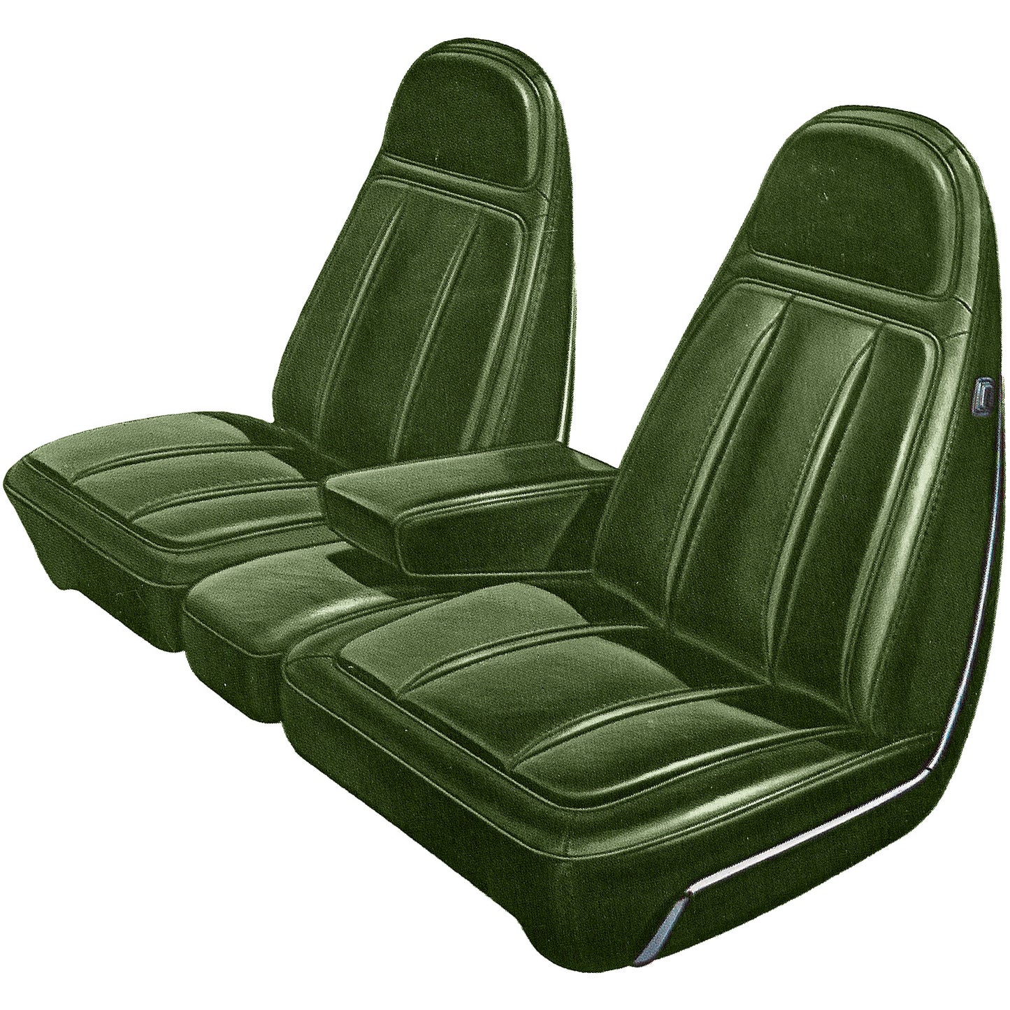 71 CHRYSLER 300/NEWPORT BUCKET SEAT UPHOLSTERY - GREEN