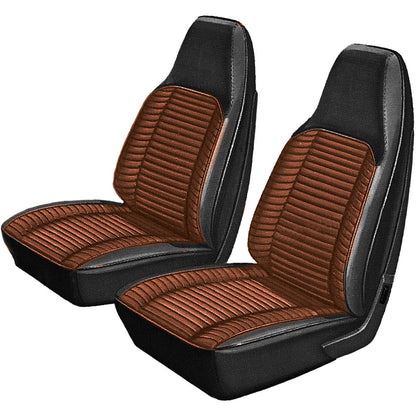 71 CHARGER/SUPERBEE BUCKET SEAT CLOTH UPHOLSTERY - SRM BLACK/ORANGE SALT&PEPPER CLOTH/BLACK