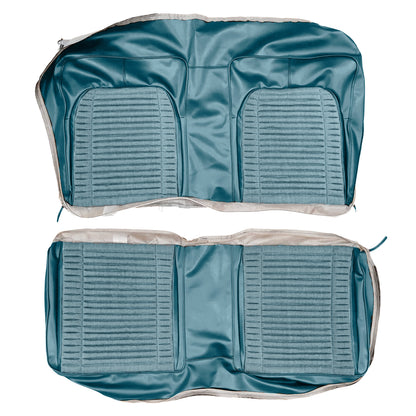 71 CHARGER/SUPERBEE HTP REAR CLOTH UPHOLSTERY - SRM BLACK/BLUE SALT&PEPPER CLOTH/BRIGHT BLUE