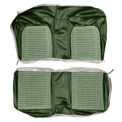 71 CHARGER/SUPERBEE HTP REAR CLOTH UPHOLSTERY - SRM BLACK/GREEN SALT&PEPPER CLOTH/GREEN