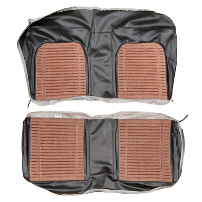 71 CHARGER/SUPERBEE HTP REAR CLOTH UPHOLSTERY - SRM BLACK/ORANGE SALT&PEPPER CLOTH/BLACK
