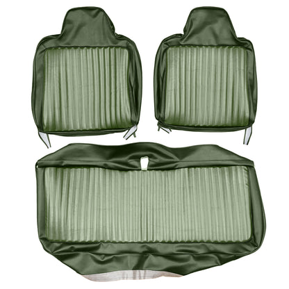 72 DART/DEMON/SCAMP/DUSTER SPLIT BENCH W/ 9" HEADREST UPHOLSTERY - LIGHT GREEN/DARK GREEN