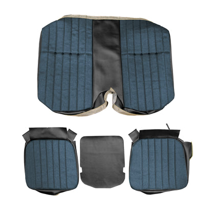 72 CAMARO "DELUXE" HARDTOP REAR CLOTH UPHOLSTERY - SRM BLACK/BLUE SALT&PEPPER/BLACK
