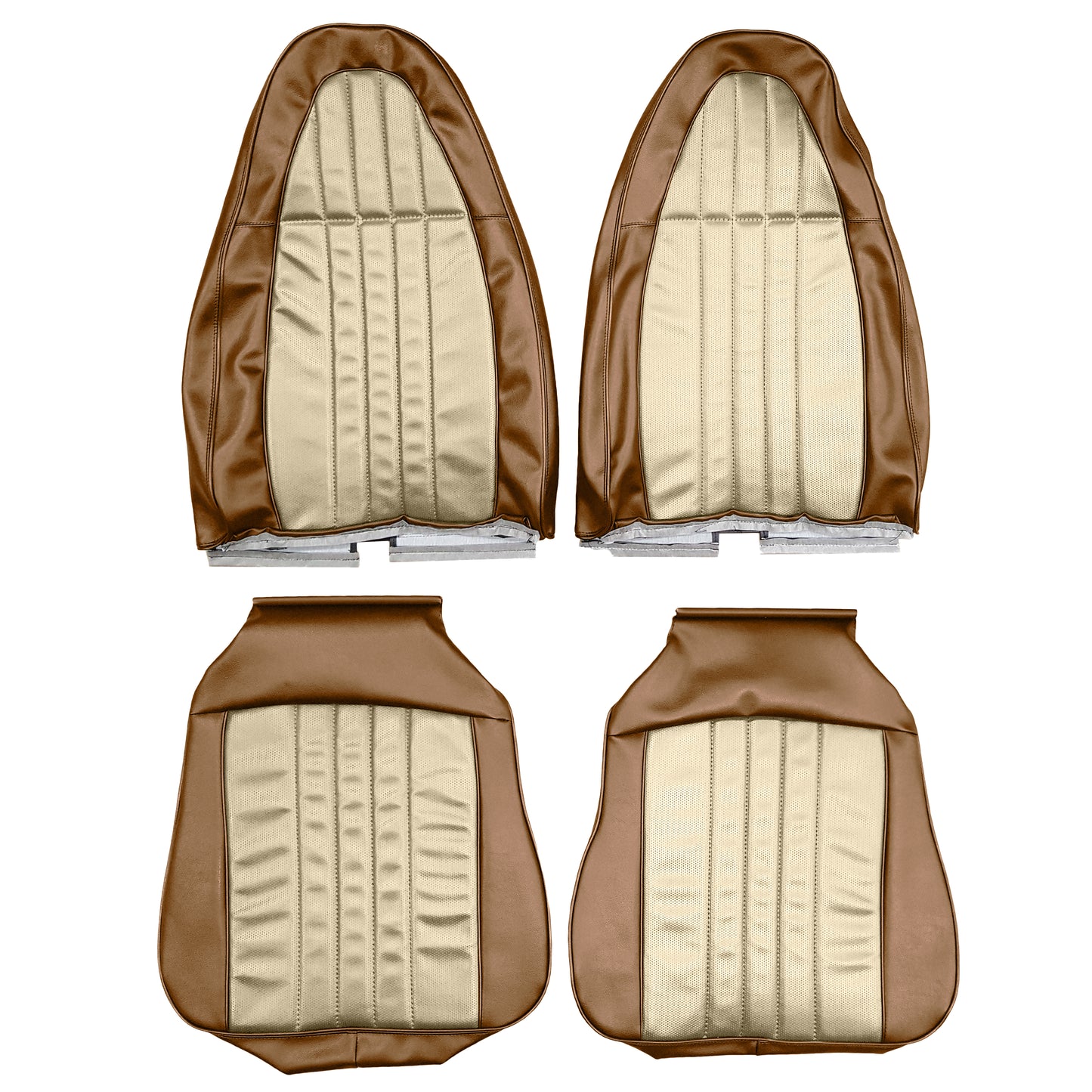 1973 AMC AMX/JAVELIN/MATADOR BUCKET SEAT UPHOLSTERY - PARCH/SRM BROWN