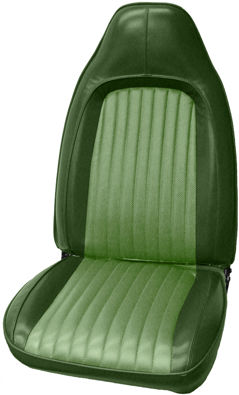 73 BARRACUDA/CHALLENGER BUCKET SEAT UPHOLSTERY - LIGHT GREEN/DARK GREEN