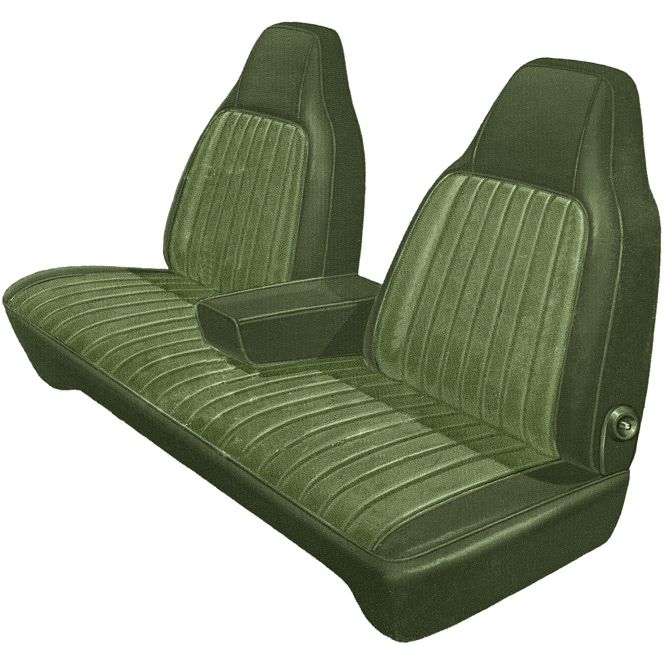 73 DART/DART SPORT/SCAMP/DUSTER SPLIT BENCH W/ C.A.R. UPHOLSTERY - LSRM METALLIC GREEN/GREEN