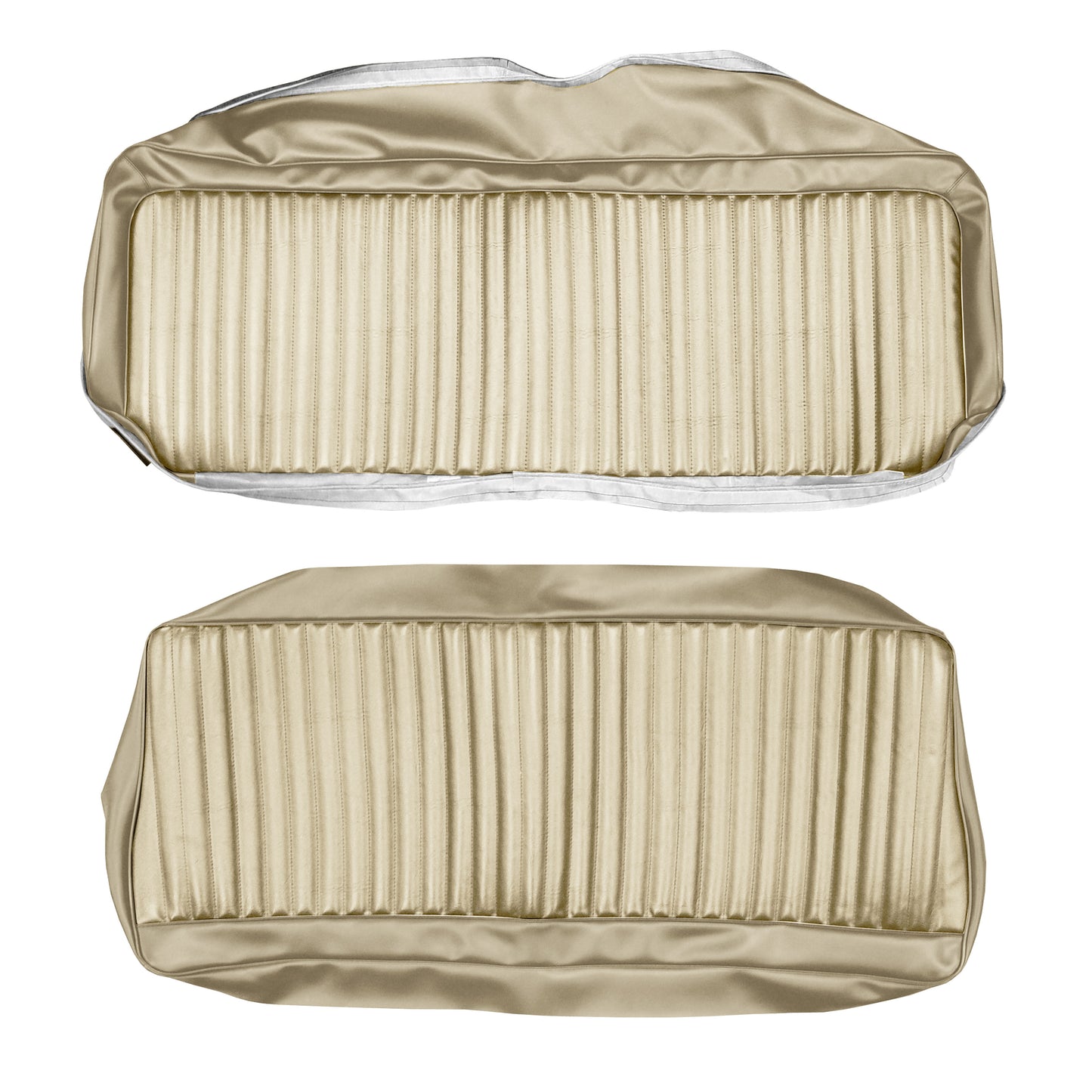 74-76 DART SPORT/DUSTER "STANDARD" FOLD-DOWN REAR UPHOLSTERY - SRM METALLIC PARCHMENT/PARCHMENT