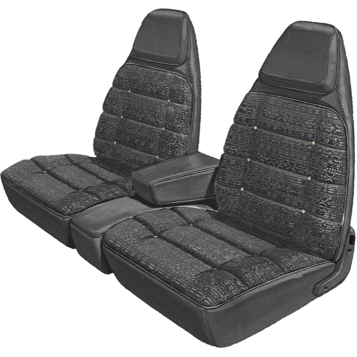 74 CHARGER SE/SATELLITE SEBRING SPLIT BENCH W/ C.A.R. UPHOLSTERY - SRM BLACK CLOTH/BLACK