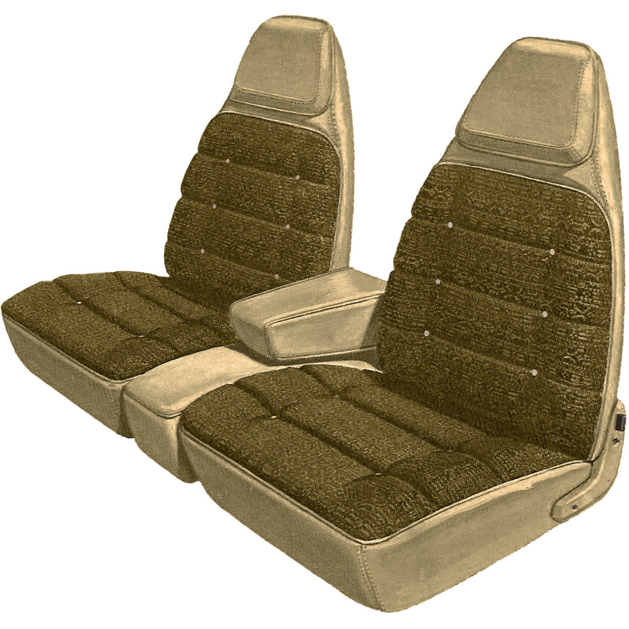 74 CHARGER SE/SATELLITE SEBRING SPLIT BENCH W/ C.A.R. UPHOLSTERY - SRM GOLD CLOTH/SRM EMBER GOLD