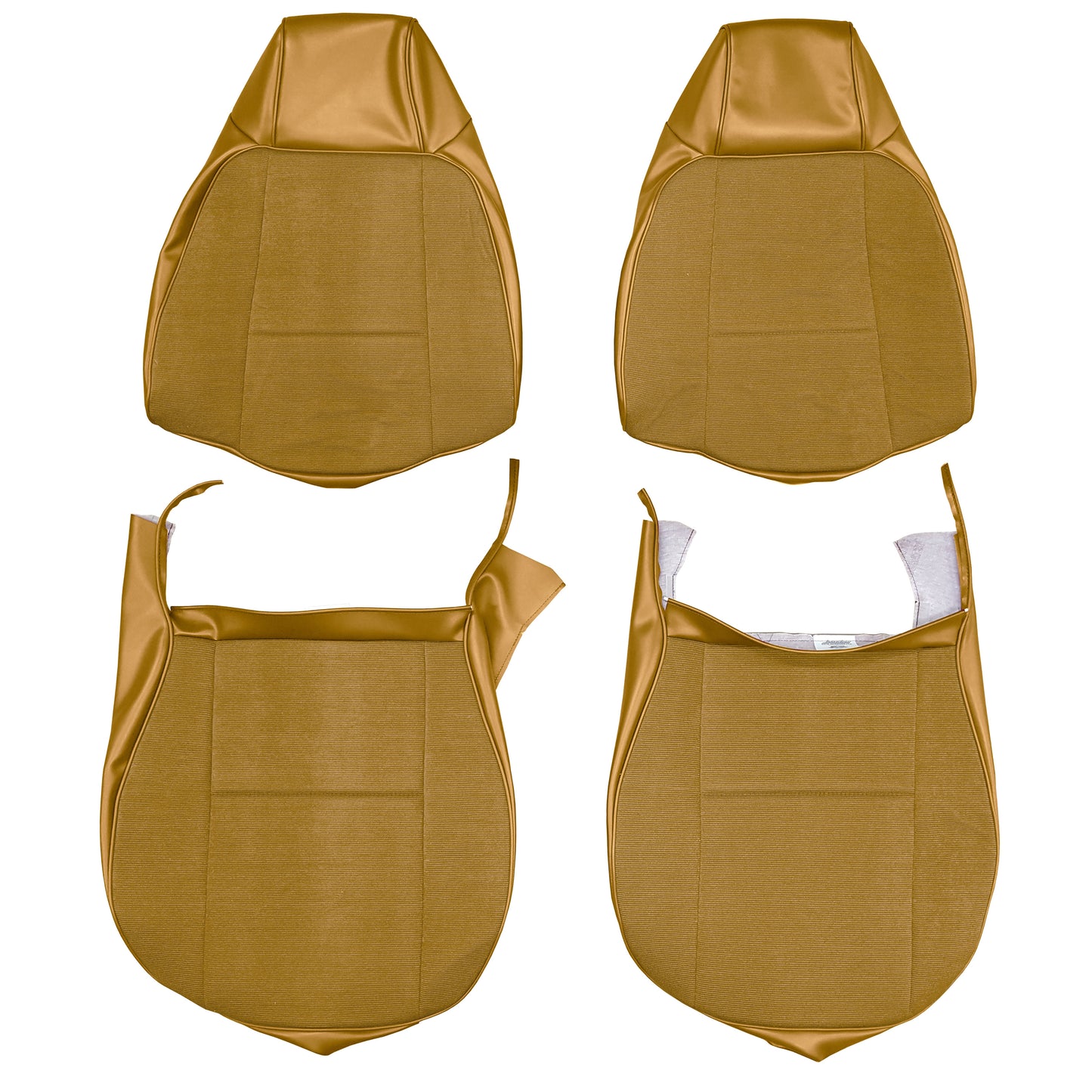 79 CAMARO "DELUXE" BUCKET SEAT CLOTH UPHOLSTERY - SRM CAMEL TAN RIBBED CLOTH/CAMEL TAN