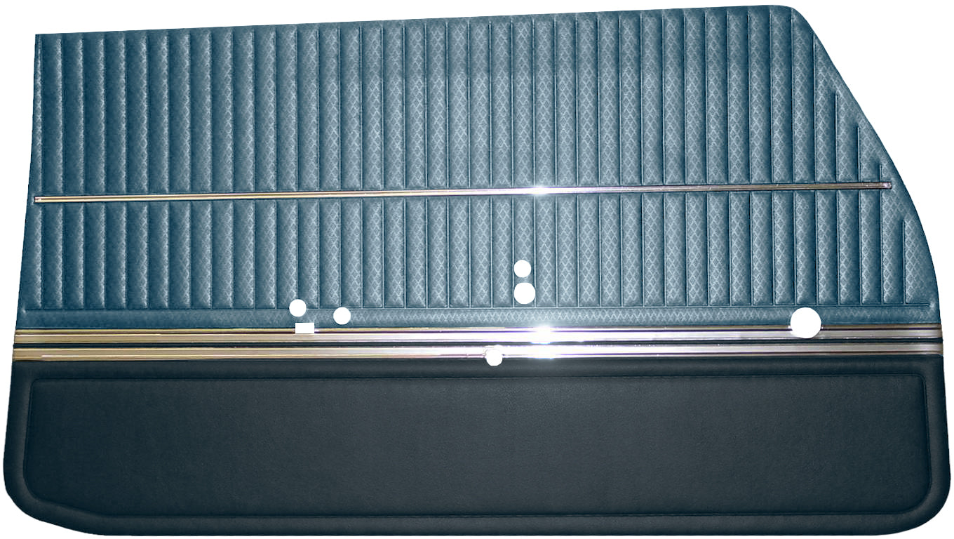 69 CUTLASS 'S'/442 HOLIDAY COUPE FRONT DOOR PANELS (UNASSEMBLED) - LIGHT BLUE/DARK BLUE