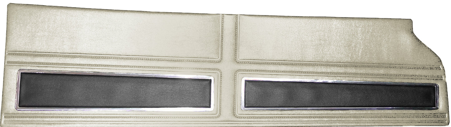 71 SATELLITE SEBRING/ROADRUNNER "DECOR" FRONT UPPER DOOR PANELS - WHITE W/ BLACK ACCENTS
