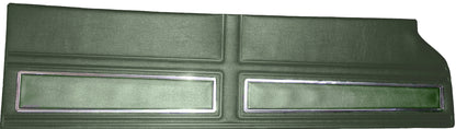 71 SATELLITE SEBRING/ROADRUNNER "DECOR" FRONT UPPER DOOR PANELS - DARK GREEN W/ LIGHT GREEN ACCENTS