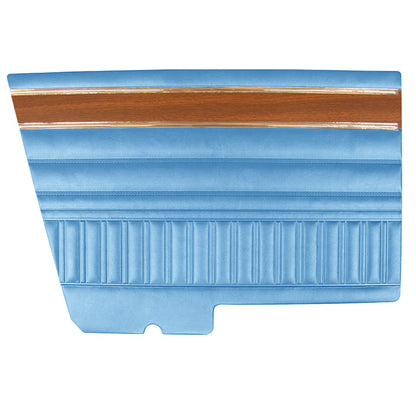 72 DART SWINGER/SCAMP HARDTOP REAR PANELS (W/ WOOGRAIN & KNURLED CHROME) - BRIGHT BLUE