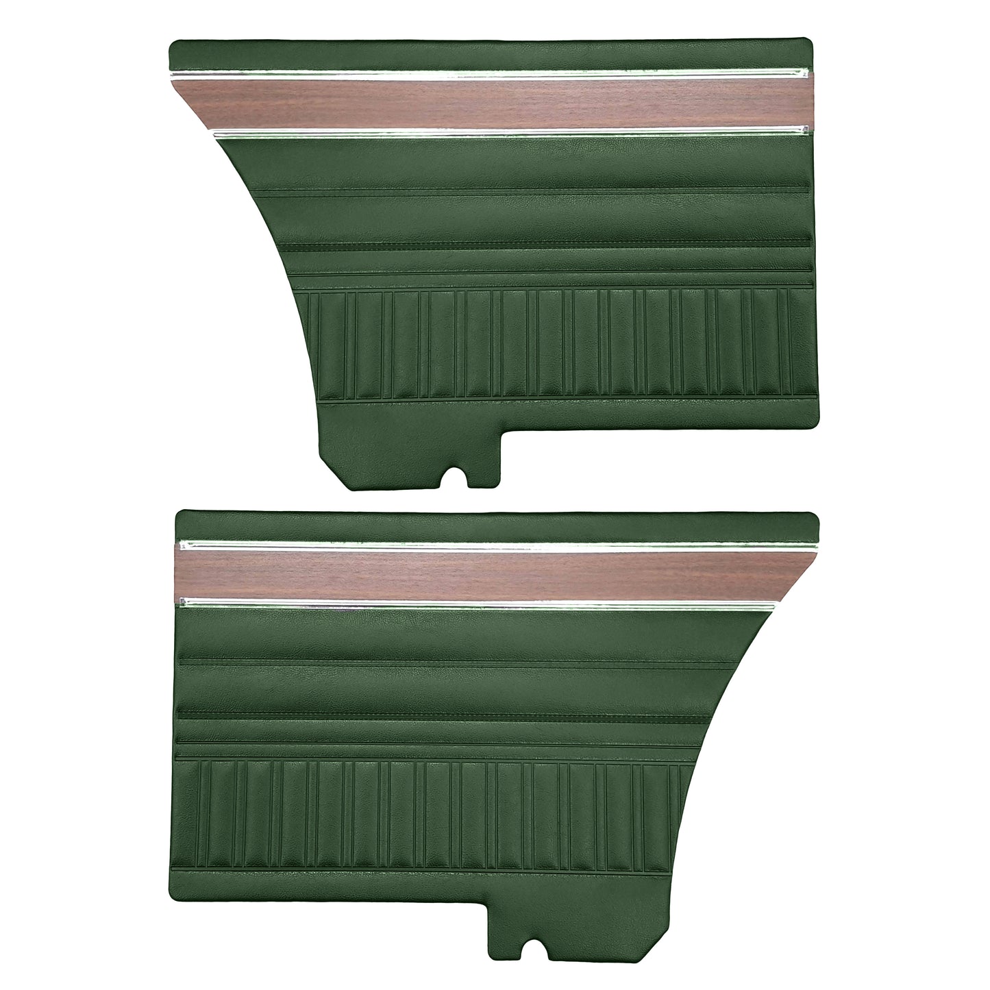 72 DEMON FASTBACK REAR PANELS (W/ WOOGRAIN & KNURLED CHROME) - GREEN