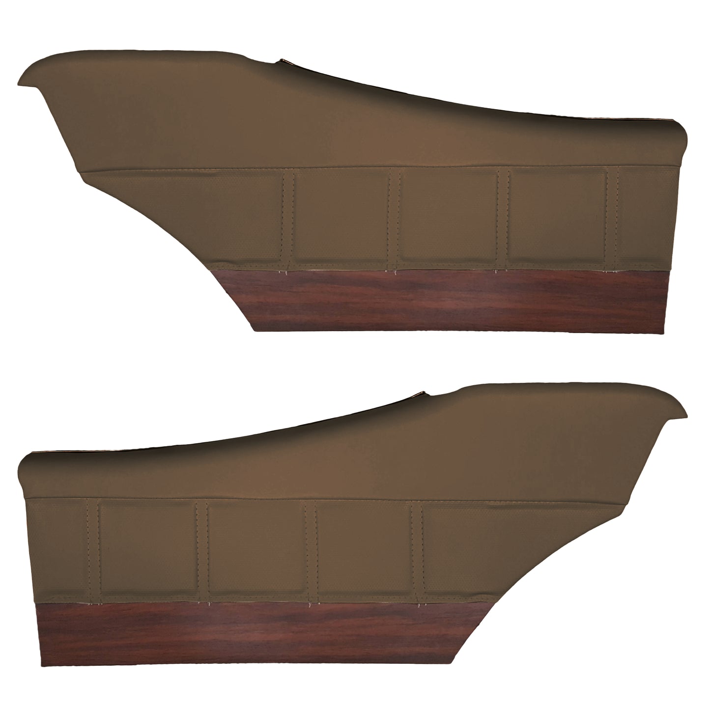 72 SKYLARK/GS "DELUXE" SPORT COUPE REAR PANELS W/ WOODGRAIN (PRE-ASSEMBLED) - SADDLE