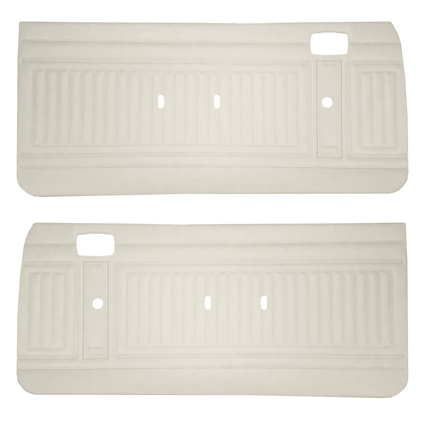 74-75 DUSTER "DECOR" FRONT DOOR PANELS W/ WOODGRAIN - WHITE