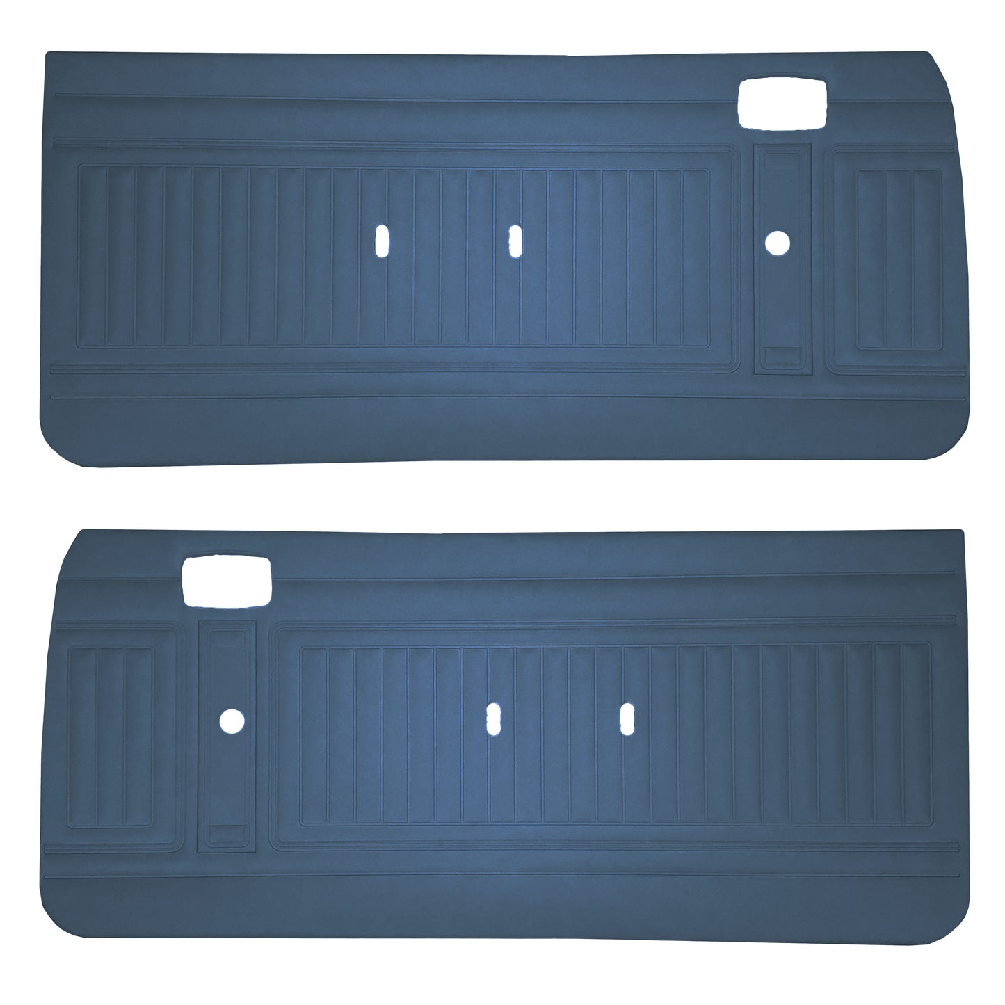 74-75 DUSTER "DECOR" FRONT DOOR PANELS W/ WOODGRAIN - BLUE