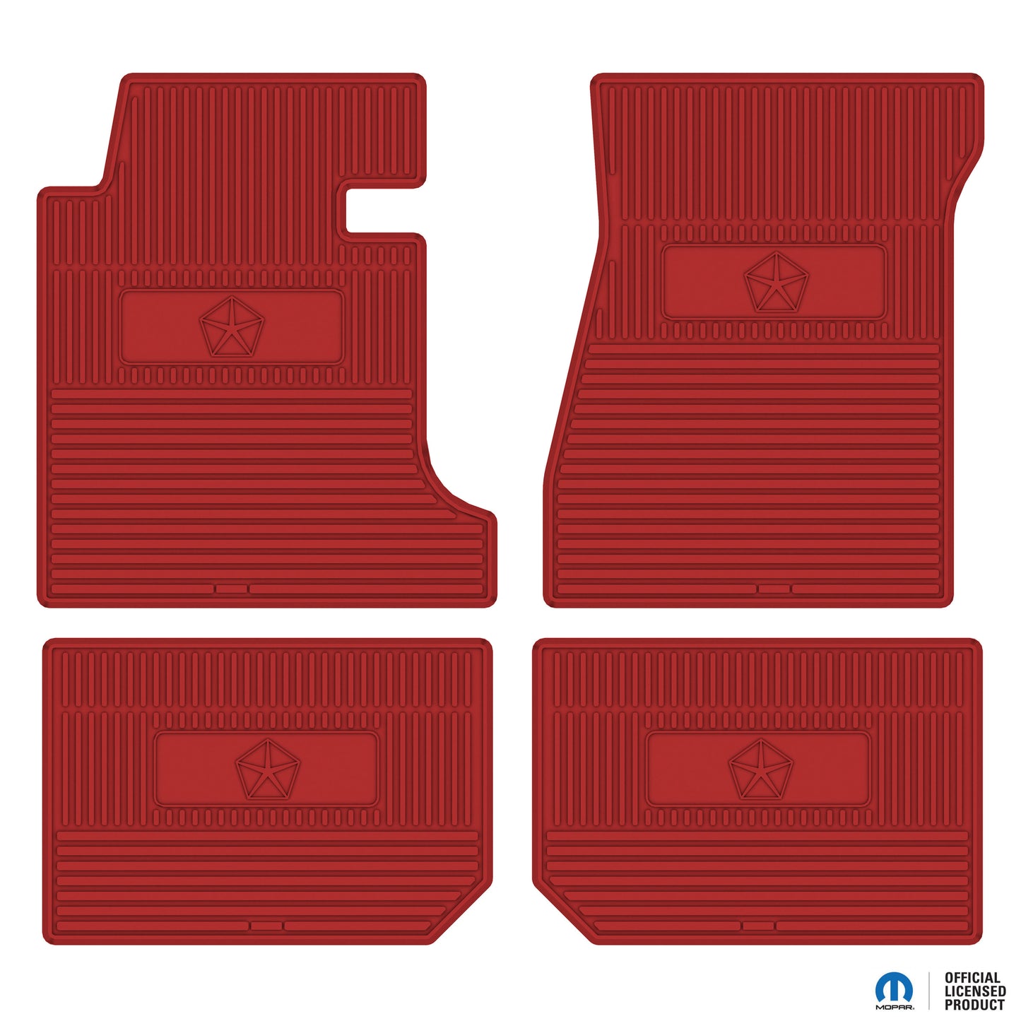 66-70 DODGE/PLYMOUTH B-BODY 'PENTASTAR' FLOOR MATS W/ MANUAL TRANSMISSION - BRIGHT RED