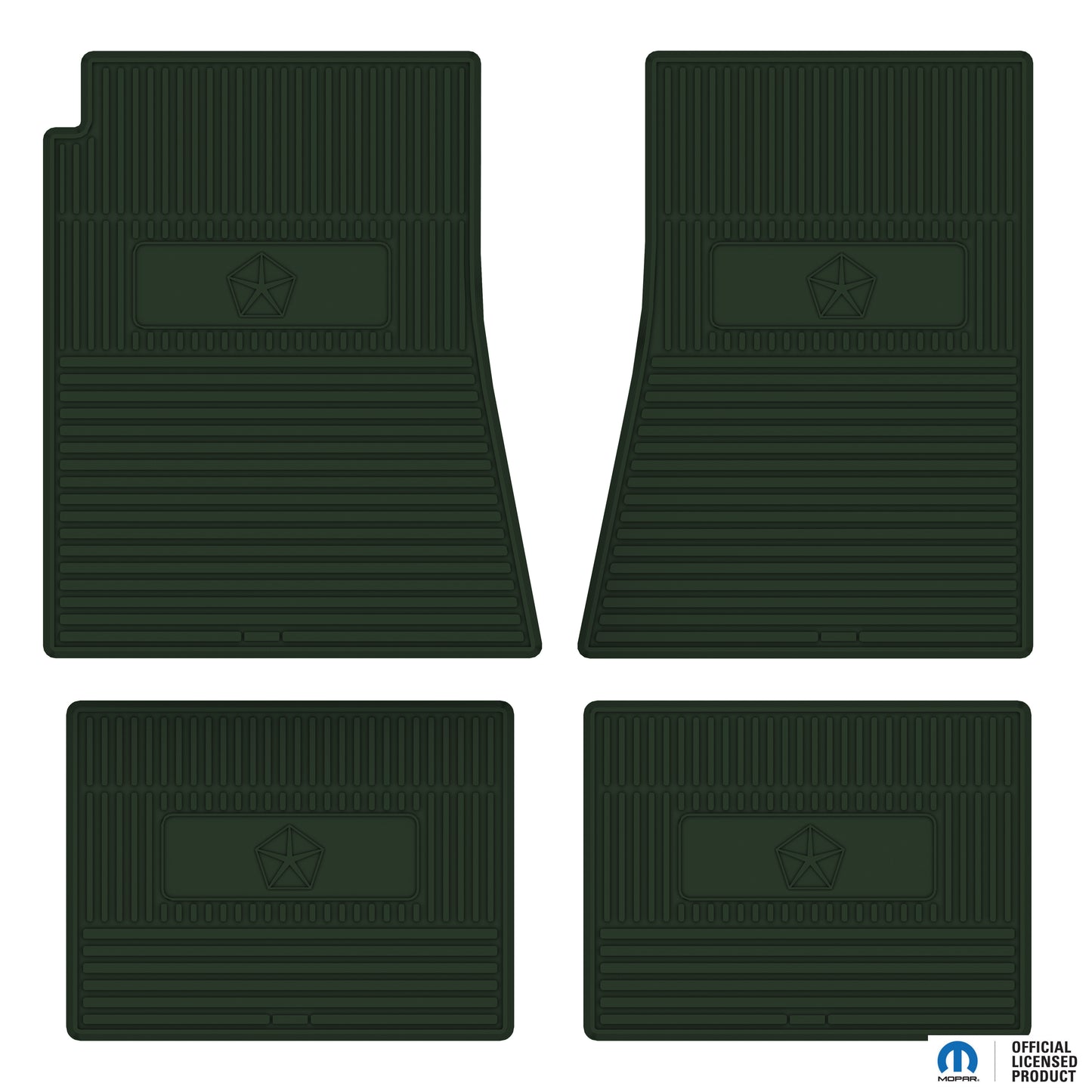 67-76 DODGE/PLYMOUTH A-BODY 'PENTASTAR' FLOOR MATS W/ AUTOMATIC TRANSMISSION - GREEN