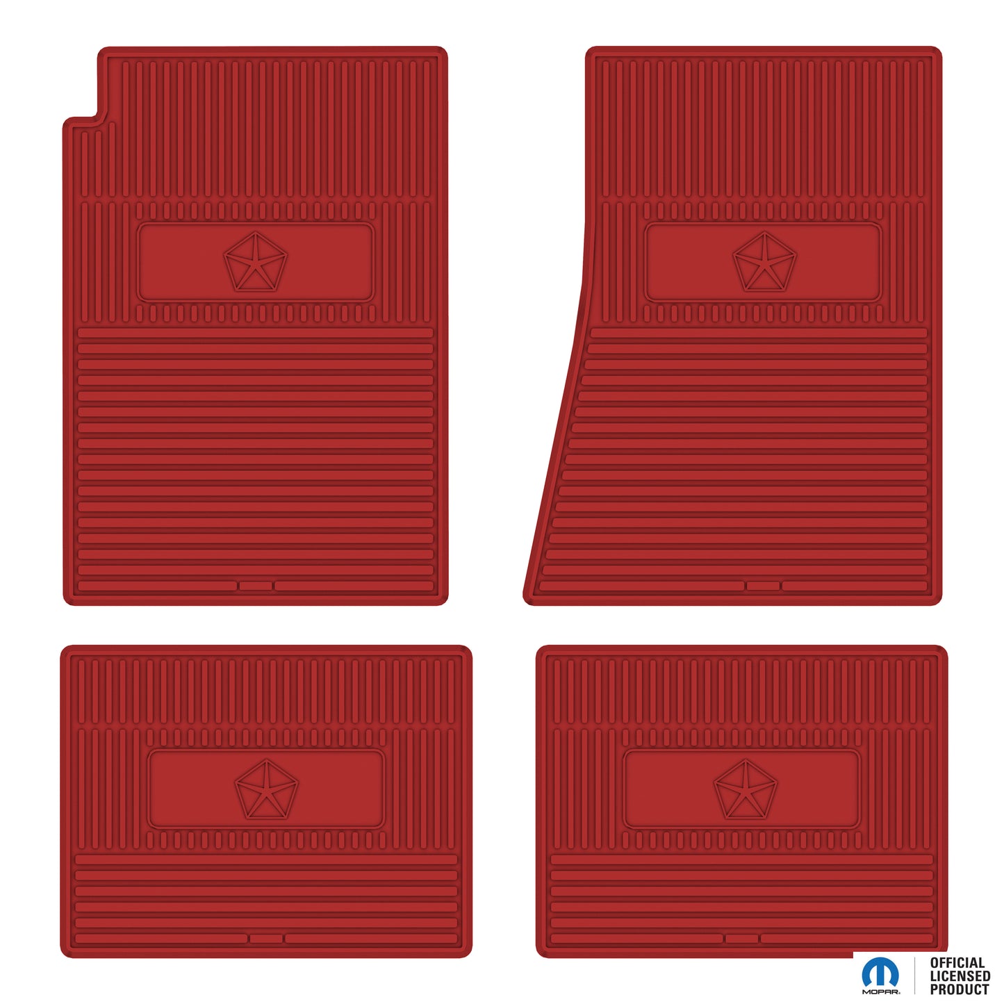 67-76 DODGE/PLYMOUTH A-BODY 'PENTASTAR' FLOOR MATS W/ MANUAL TRANSMISSION - BRIGHT RED