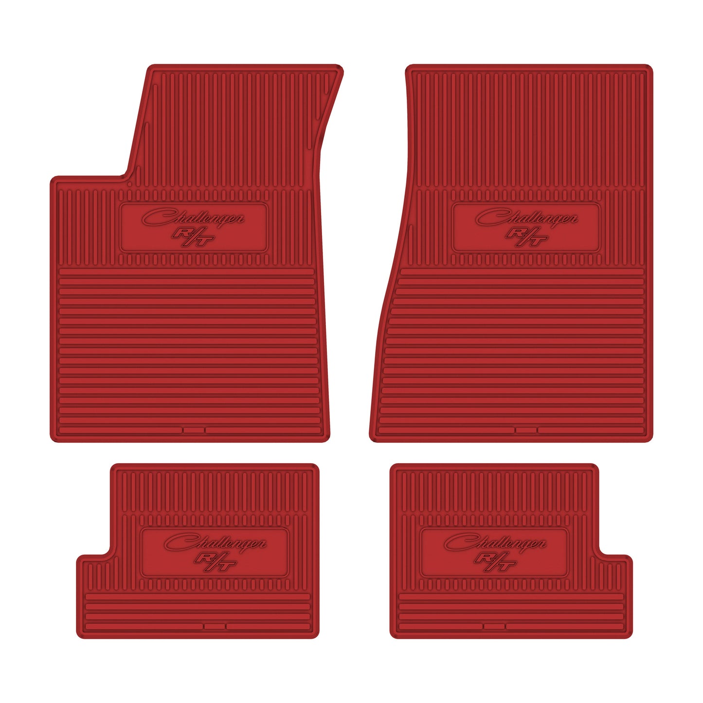 70-71 DODGE 'CHALLENGER R/T' FLOOR MATS W/ MANUAL TRANSMISSION - BRIGHT RED