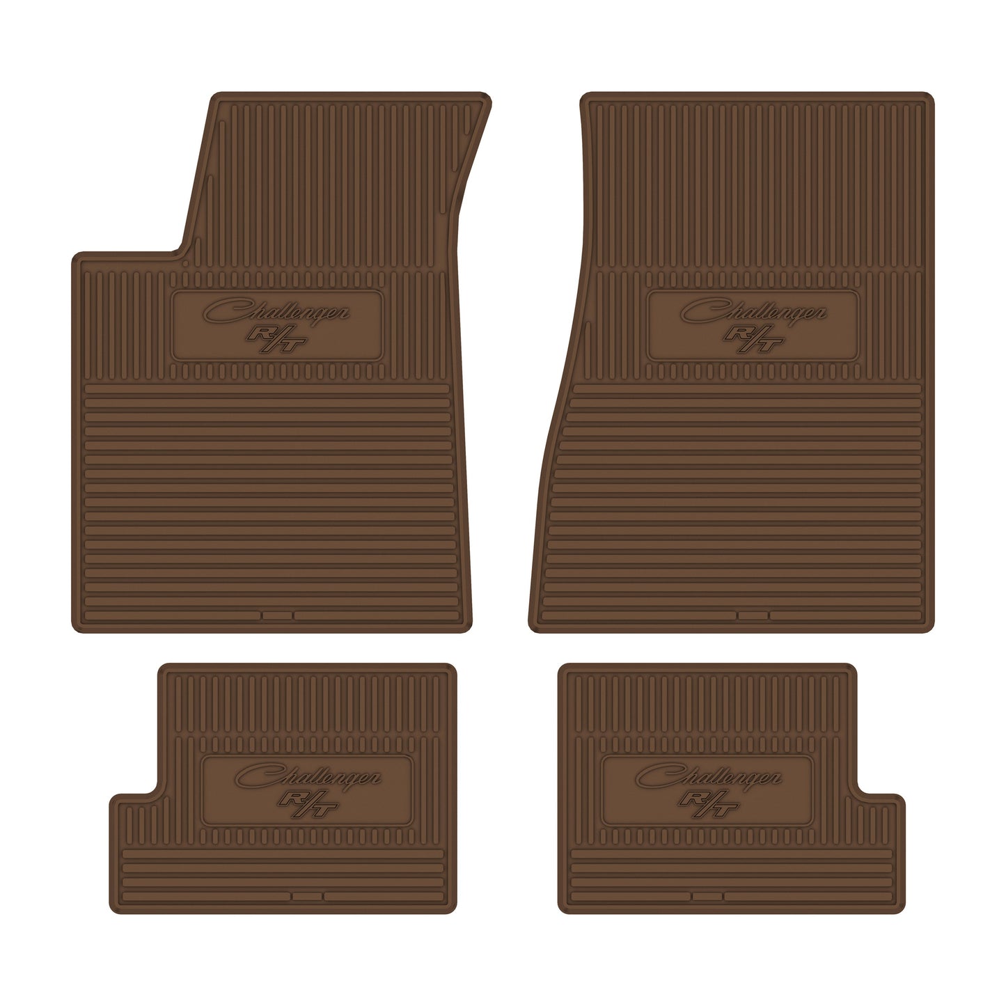 70-71 DODGE 'CHALLENGER R/T' FLOOR MATS W/ MANUAL TRANSMISSION - SADDLE