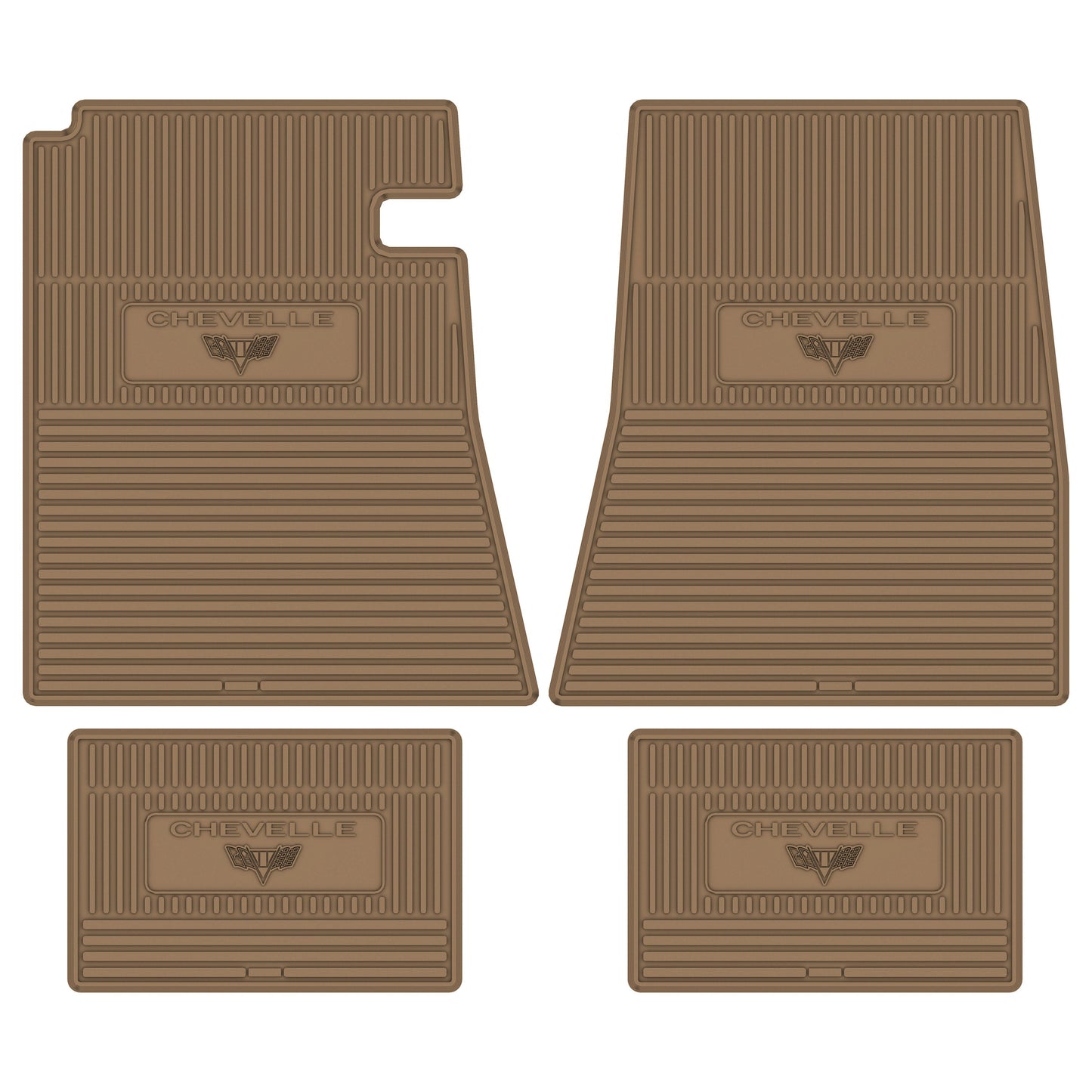 66-67 CHEVROLET 'CHEVELLE W/ FLAG' FLOOR MATS - TAN