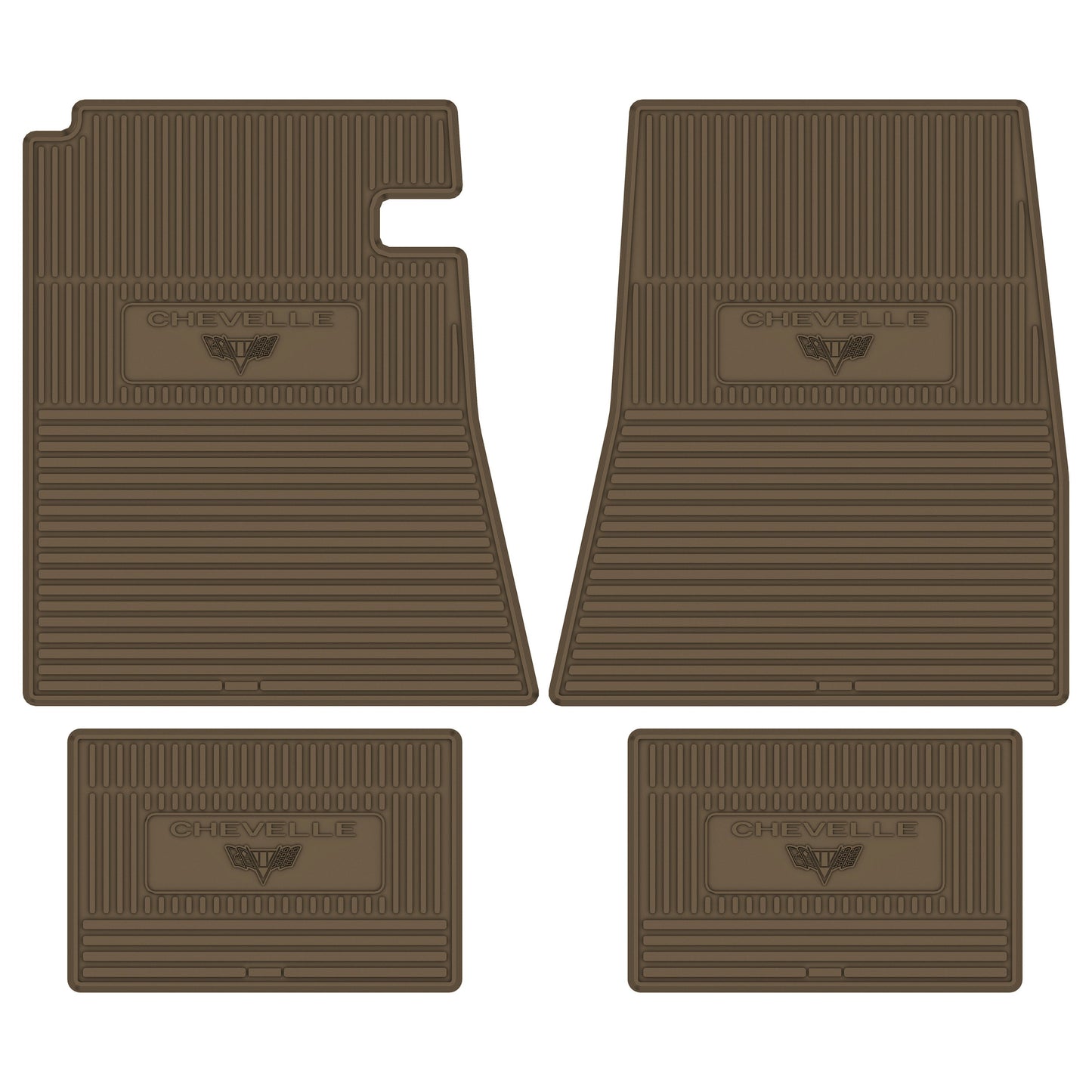 66-67 CHEVROLET 'CHEVELLE W/ FLAG' FLOOR MATS - DARK GOLD