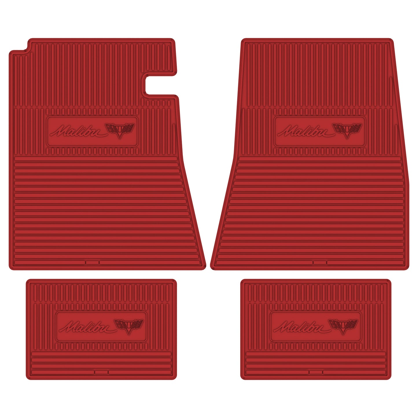 66-67 CHEVROLET 'MALIBU W/ FLAG' FLOOR MATS - BRIGHT RED