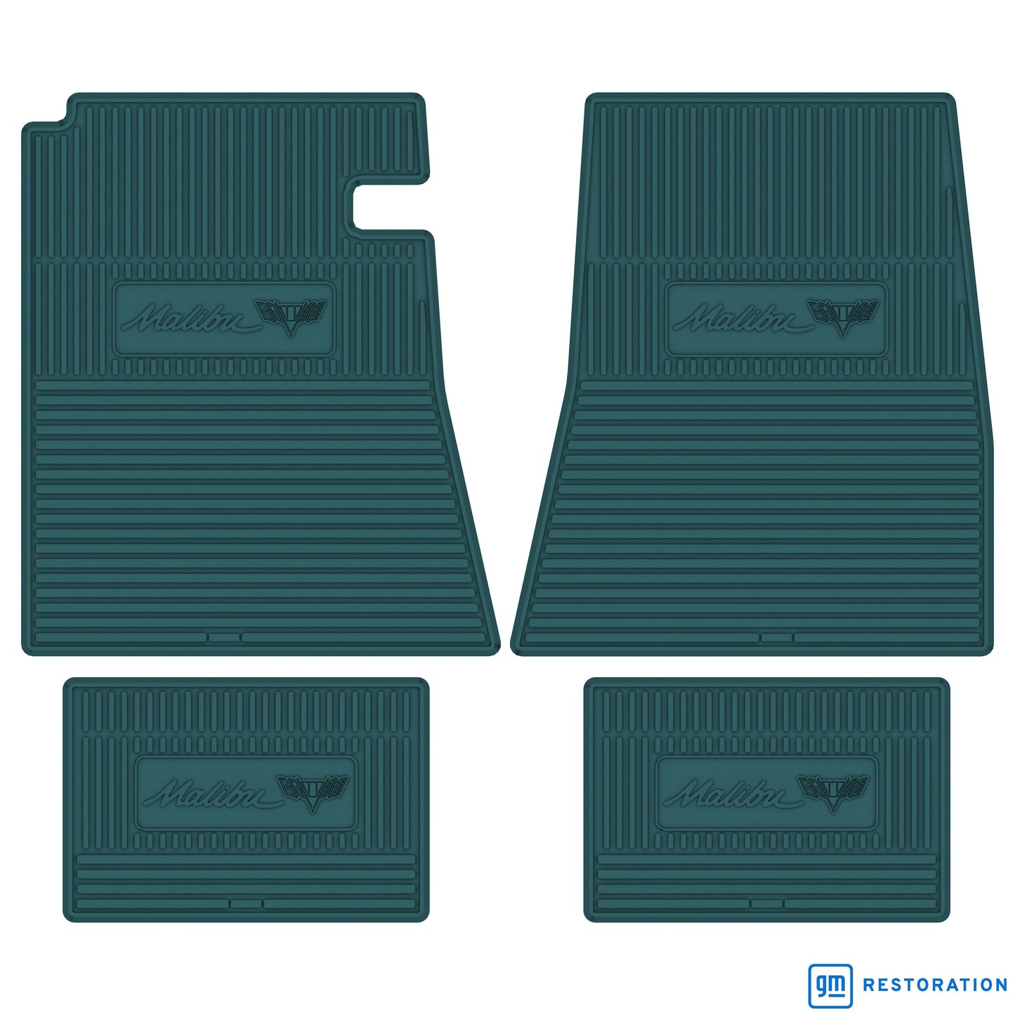 66-67 CHEVROLET 'MALIBU W/ FLAG' FLOOR MATS - AQUA