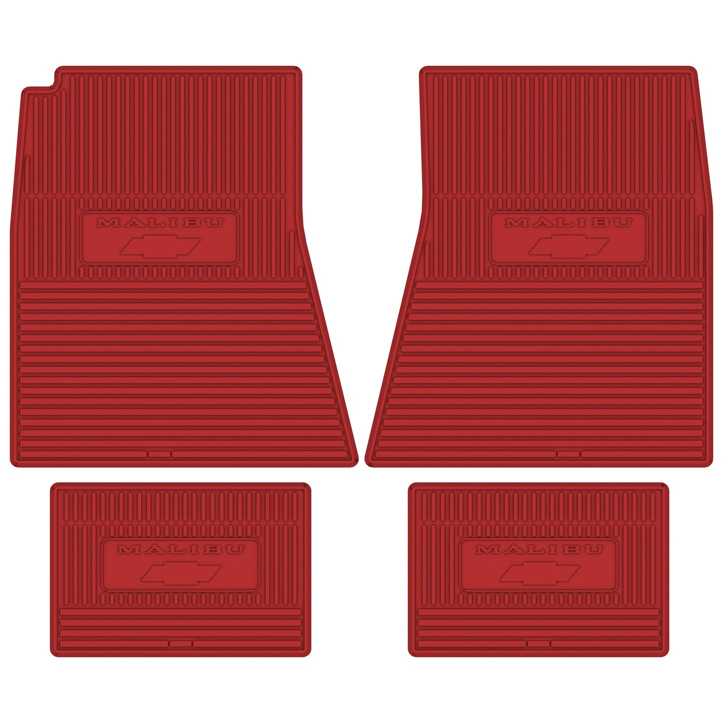 69-72 CHEVROLET 'MALIBU W/ BOWTIE' FLOOR MATS - BRIGHT RED