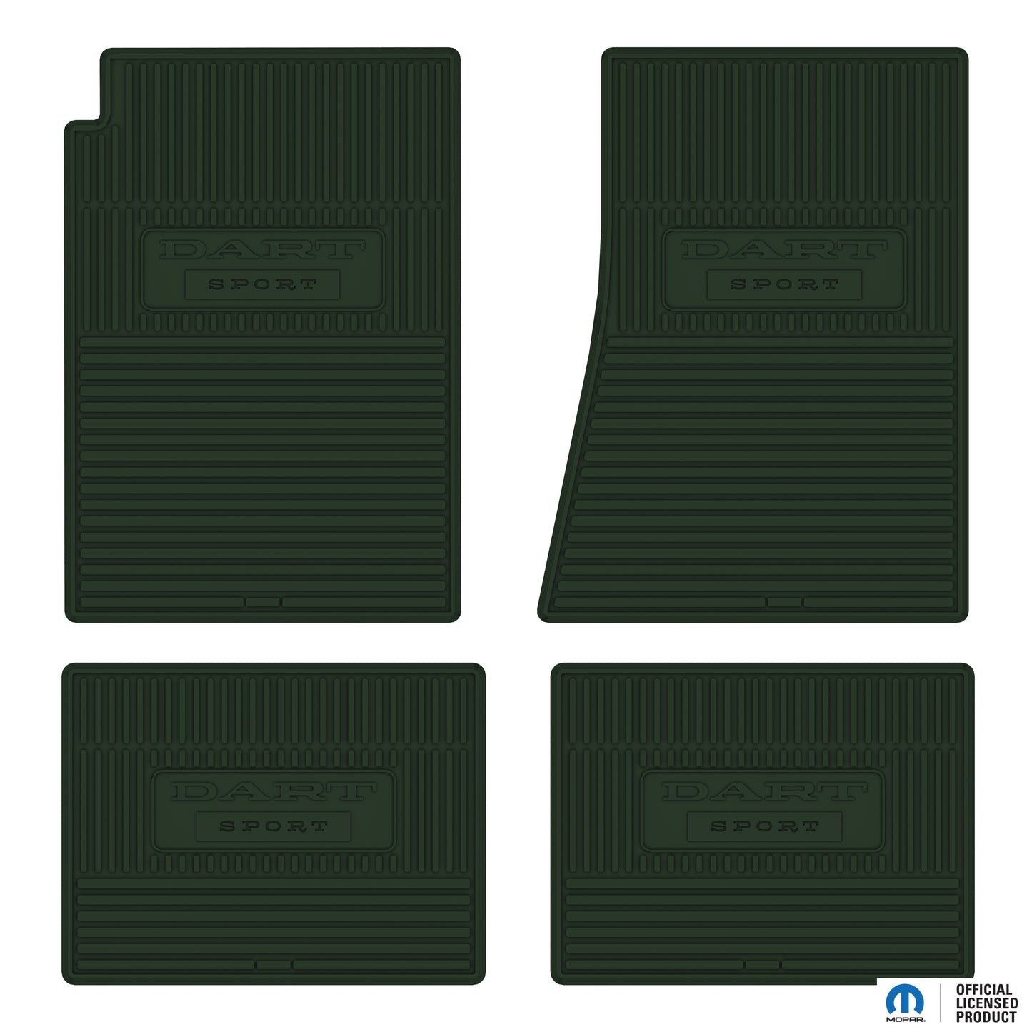 73-76 DODGE 'DART SPORT' FLOOR MATS W/ MANUAL TRANSMISSION - GREEN