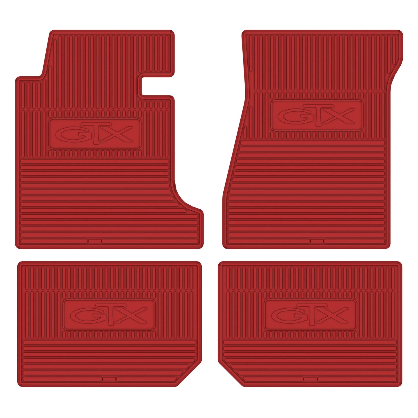 67-70 PLYMOUTH 'GTX' FLOOR MATS W/ MANUAL TRANSMISSION - BRIGHT RED