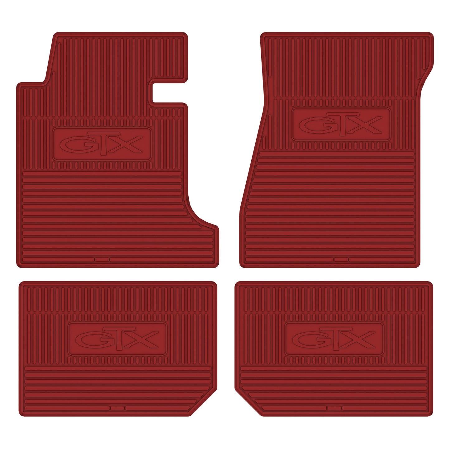 67-70 PLYMOUTH 'GTX' FLOOR MATS W/ MANUAL TRANSMISSION - RED