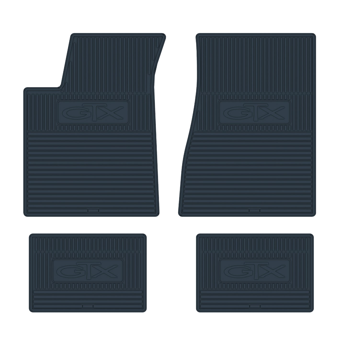 71-74 PLYMOUTH 'GTX' FLOOR MATS W/ MANUAL TRANSMISSION - DARK BLUE