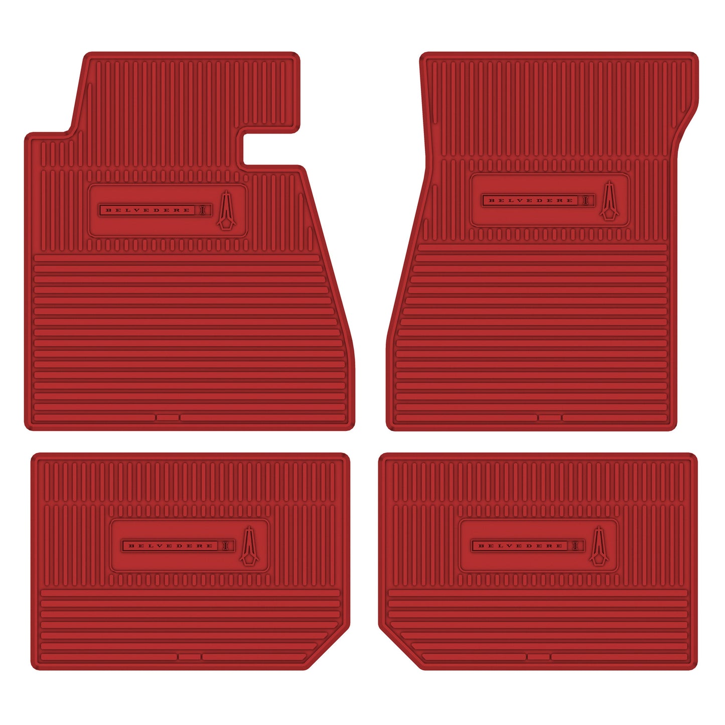 66-67 PLYMOUTH 'BELVEDERE I' FLOOR MATS W/ AUTOMATIC TRANSMISSION - BRIGHT RED