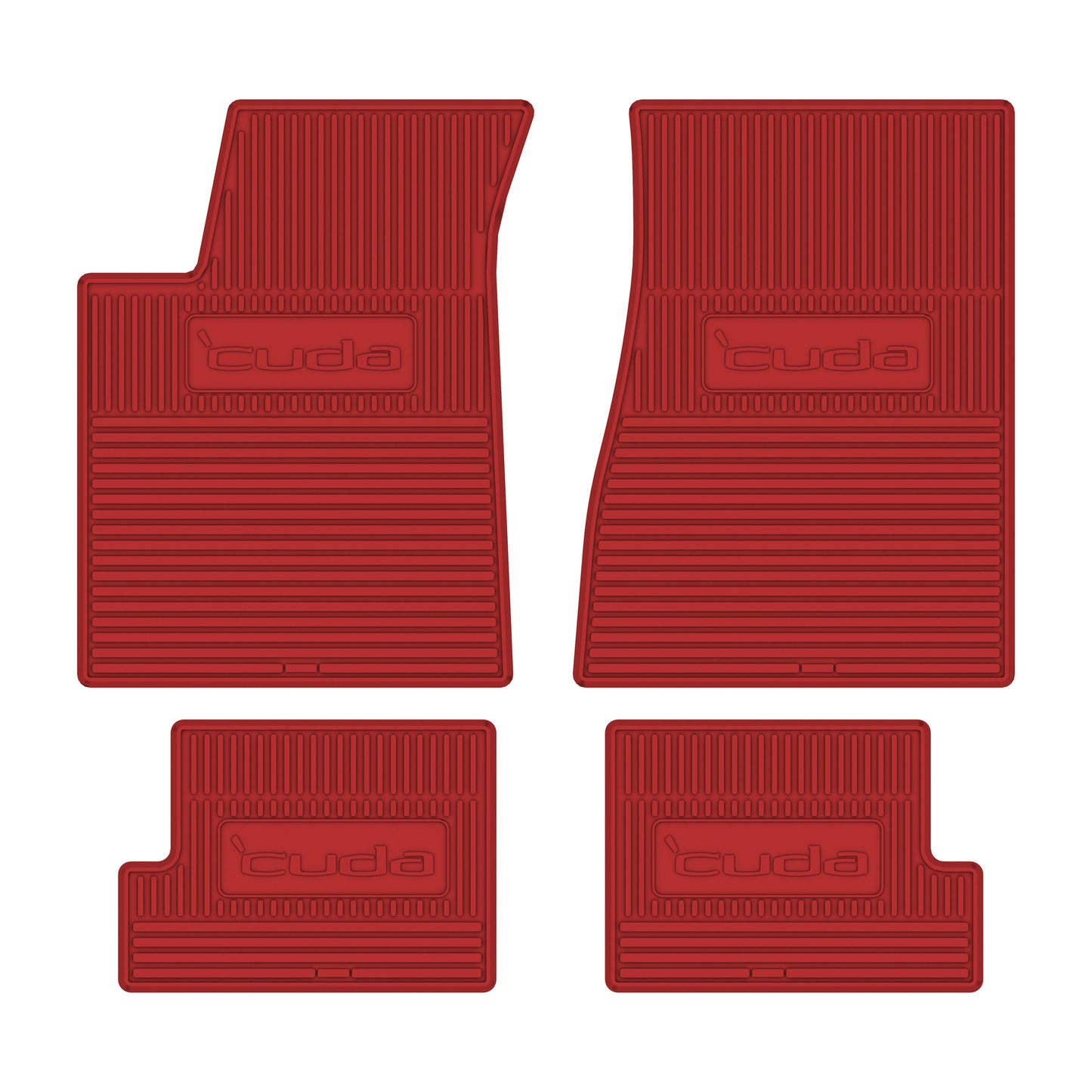 70-74 PLYMOUTH 'CUDA' FLOOR MATS W/ MANUAL TRANSMISSION - BRIGHT RED