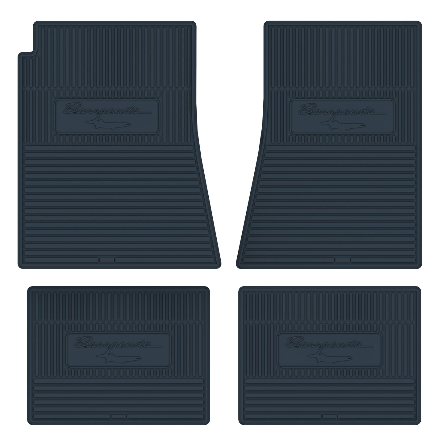 67-69 PLYMOUTH 'BARRACUDA W/ FISH' FLOOR MATS W/ AUTOMATIC TRANSMISSION - DARK BLUE