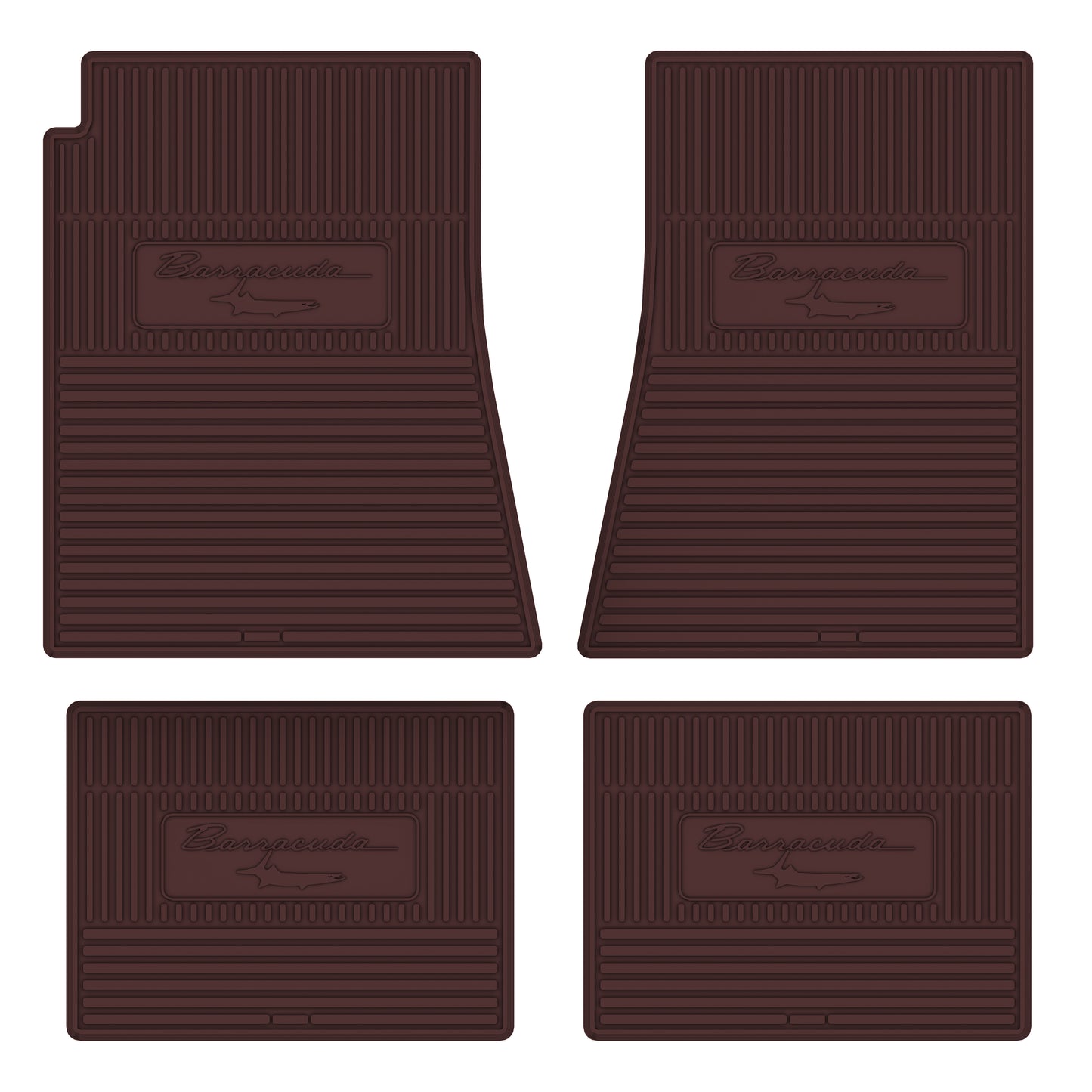 67-69 PLYMOUTH 'BARRACUDA W/ FISH' FLOOR MATS W/ AUTOMATIC TRANSMISSION - MAROON