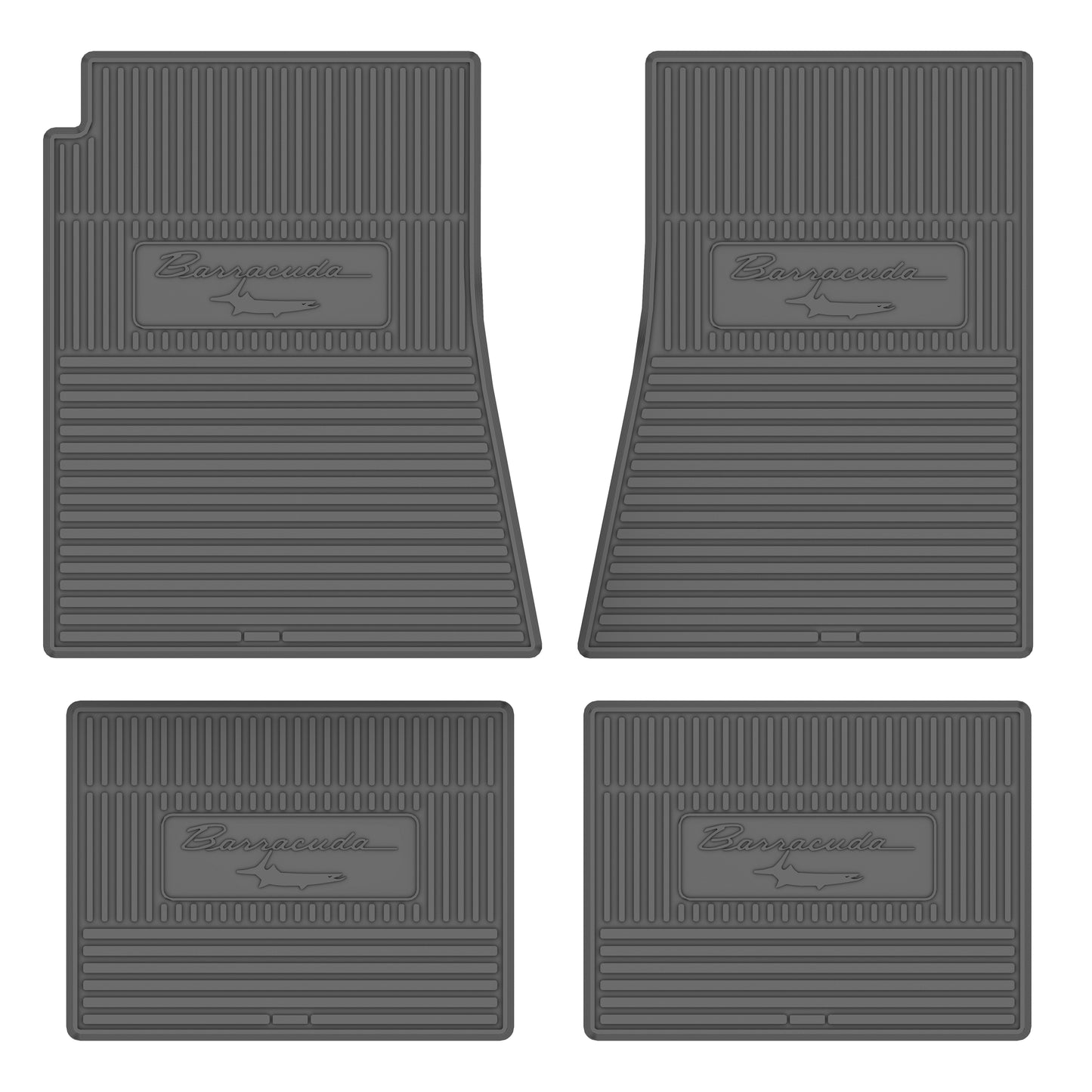 67-69 PLYMOUTH 'BARRACUDA W/ FISH' FLOOR MATS W/ AUTOMATIC TRANSMISSION - GRAY
