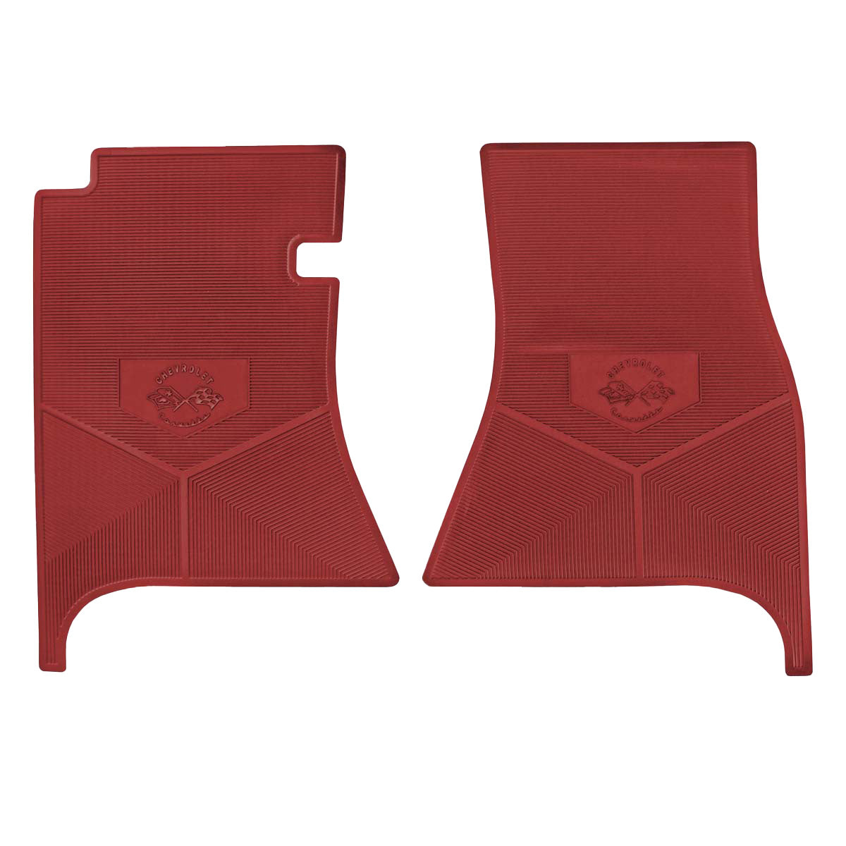 53-55 CHEVROLET 'CORVETTE W/ FLAG' FLOOR MATS - RED