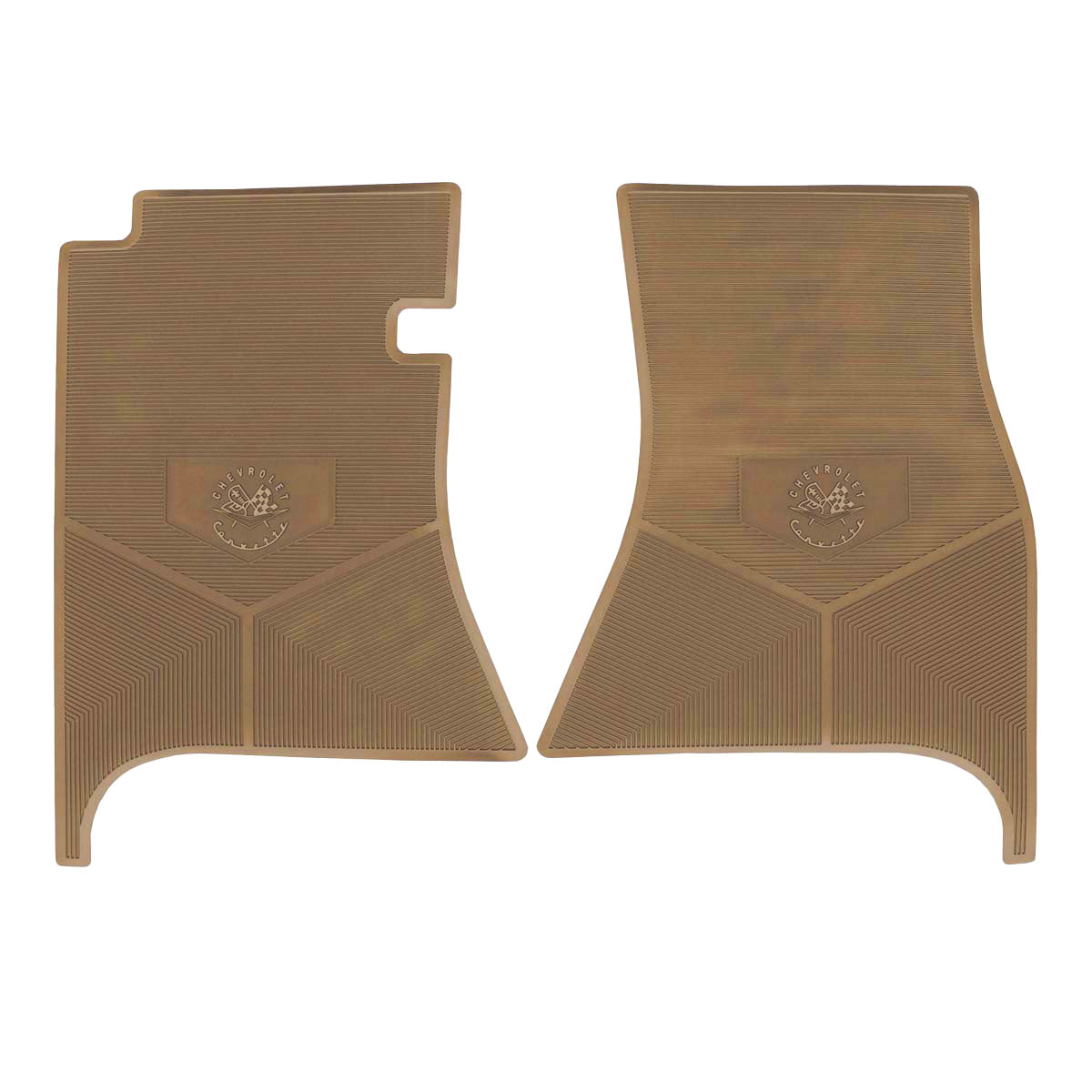 56-57 CHEVROLET 'CORVETTE W/ FLAG' FLOOR MATS - TAN
